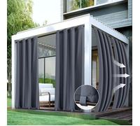 Qelus Rideau d'extérieur imperméable à l'eau avec œillets - Occultant Thermiques Blackout - pour Pergola - 180x244cm - Gris foncé