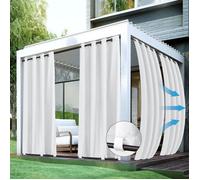 Qelus Rideau d'extérieur imperméable à l'eau avec œillets - Occultant Thermiques Blackout - pour Pergola - 180x274cm - Blanc