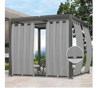 Qelus Rideau d'extérieur imperméable à l'eau avec œillets - Occultant Thermiques Blackout - pour Pergola - 180x274cm - Gris clair