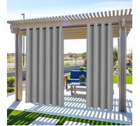 Qelus Rideau d'extérieur Imperméables à oeillets - 132x213cm - Gris clair - Rideau Pergola Terrasse Isolation thermique pour Jardin