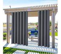 Qelus Rideau d'extérieur Imperméables à oeillets - 132x213cm - Gris foncé - Rideau Pergola Terrasse Isolation thermique pour Jardin
