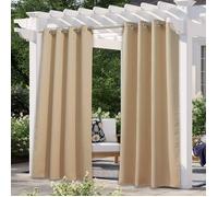 Qelus Rideau d'extérieur Imperméables à oeillets - 132x244cm - Beige - Rideau Pergola Terrasse Isolation thermique pour Jardin