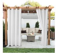 Qelus Rideau d'extérieur Imperméables à oeillets - 132x274cm - Blanc - Rideau Pergola Terrasse Isolation thermique pour Jardin
