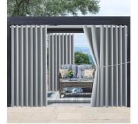 Qelus Rideau d'extérieur Imperméables à oeillets - 180x244cm - Gris clair - Rideau Pergola Terrasse Isolation thermique pour Jardin