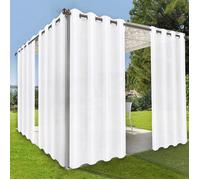 Qelus Rideau d'extérieur Imperméables à oeillets - 180x274cm - Blanc - Rideau Pergola Terrasse Isolation thermique pour Jardin