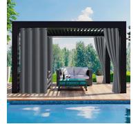 Qelus Rideau d'extérieur Imperméables à oeillets - 180x274cm - Gris foncé - Rideau Pergola Terrasse Isolation thermique pour Jardin