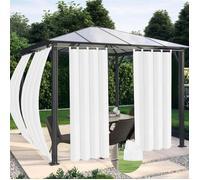 Qelus Rideau d'extérieur Imperméables pour Terrasse Jardin, 230gsm UV Résistant Thermique Anti Chaleur - Blanc - 132x244cm