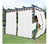 Qelus Rideau d'extérieur Imperméables pour Terrasse Jardin Pergola, 230gsm UV Résistant Thermique Anti Chaleur - Blanc - 132x274cm