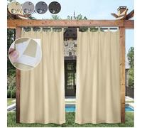 Qelus Rideau D'extérieur pour Pergola Peut être étanche - 132x274cm - Beige - Autocollant, Protection UV, Terrasse Fenêtres