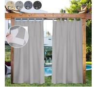 Qelus Rideau D'extérieur pour Pergola Peut être étanche - 132x274cm - Gris clair - Autocollant, Protection UV, Terrasse Fenêtres