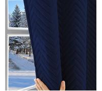 Qelus Rideau Occultants 100% Isolation Thermique Anti Bruit Draperies lourdes pour Hiver Été Salon Chambre, 1PC, 140x245cm, Bleu
