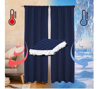 Qelus Rideau Occultants 100% Isolation Thermique Anti Bruit Draperies lourdes pour Hiver Été Salon Chambre, 1PC, 140x175cm, Bleu