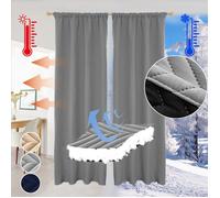 Qelus Rideau Occultants 100% Isolation Thermique Anti Bruit Draperies lourdes pour Hiver Été Salon Chambre, 1PC, 140x175cm, Gris