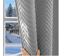 Qelus Rideau Occultants 100% Isolation Thermique Anti Bruit Draperies lourdes pour Hiver Été Salon Chambre, 1PC, 140x245cm, Gris