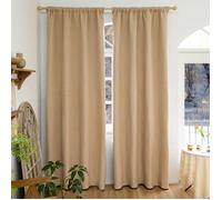 Qelus Rideau Occultants 100% Isolation Thermique Anti Bruit Draperies lourdes pour Hiver Été Salon Chambre, 1PC, 140x245cm, Beige