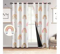 Qelus Rideaux Occultant Enfants, Motif Arc-en-ciel Moderne, Œillets Opaques Isolants Thermiques pour Chambre - 2 Panneaux 132x160cm