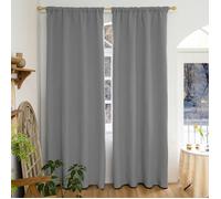 Qelus Rideaux Occultants 100% Isolation Thermique Anti Bruit Draperies lourdes pour Hiver Été Salon Chambre, 2PCS, 140x175cm, Gris