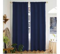 Qelus Rideaux Occultants 100% Isolation Thermique Anti Bruit Draperies lourdes pour Hiver Été Salon Chambre, 2PCS, 140x175cm, Bleu