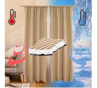 Qelus Rideaux Occultants 100% Isolation Thermique Anti Bruit Draperies lourdes pour Hiver Été Salon Chambre, 2PCS, 140x175cm, Beige