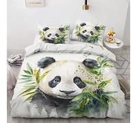 QEODAH Housse de Couette 200x200 Panda - Parure de Lit 2 Personnes Motif Animaux, Ensemble de Literie Imprimée en Microfibre Douce avec Fermeture éclair, 2 taies d'oreiller 65x65 cm