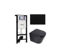 QeramiQ Dely Ensemble de WC - 36.3x51.7cm - cuvette profonde - sans bride - Réservoir encastré avec mécanisme de chasse Geberit UP320 - abattant de WC softclose 35 mm - plaque de commande métallique n