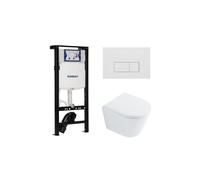 QeramiQ Dely Ensemble WC - 36.3x51.7cm - cuvette profonde - rimless - Geberit UP320 réservoir encastré plieger - abattant WC softclose 35 mm - plaque de commande blanche mate - boutons rectangulaires 