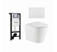 QeramiQ Dely Ensemble WC - 36.3x51.7cm - cuvette profonde - rimless - Réservoir encastré avec mécanisme de chasse Geberit UP320 - abattant WC à fermeture douce - plaque de commande blanche mate - bout