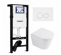 QeramiQ Dely Ensemble WC - 36.3x51.7cm - cuvette profonde - sans bride - réservoir encastré avec mécanisme de chasse Geberit UP320 - abattant WC softclose 35 mm - plaque de commande blanc brillant - b