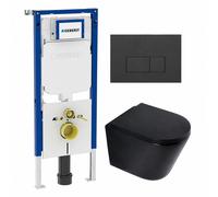 QeramiQ Dely Ensemble WC - 36.3x51.7cm - cuvette profonde - sans bride - réservoir encastré Geberit UP720 - abattant de toilette à fermeture amortie - 35mm - plaque de commande anthracite mate - bouto