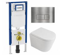 QeramiQ Dely Ensemble WC - 36.3x51.7cm - sortie profonde - sans bride - réservoir encastré Geberit UP720 - abattant de WC softclose 35 mm - plaque de commande acier - boutons rectangulaires - blanc ma