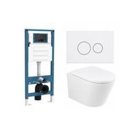 QeramiQ Dely Ensemble WC - réservoir encastré Qeramiq Flush - abattant 35mm - plaque de commande blanche brillante en plastique - boutons ronds - blanc brillant SW1026255/SW1448813/SW1159505/SW706186