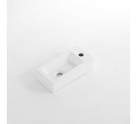 QeramiQ Dely Lave-mains - 38x18.5x9cm - céramique - trou de robinet à droite - blanc mat E-8020R-MW