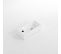 QeramiQ Dely Lave-mains - 38x18.5x9cm - céramique - trou de robinet à gauche - blanc mat E-8020L-MW