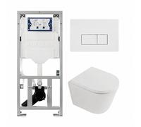 QeramiQ Dely Pack WC - 36,3x51,7cm - à fond creux - sans bride - réservoir encastré Geberit UP320 - abattant WC softclose 35 mm - plaque de déclenchement blanche brillante - boutons rectangulaires - b