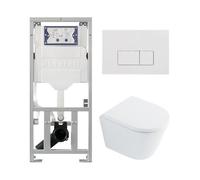 QeramiQ Dely Pack WC - 36,3x51,7cm - à fond creux - sans bride - réservoir encastré Geberit UP320 - abattant WC softclose 35 mm - plaque de déclenchement blanche brillante - boutons rectangulaires - b