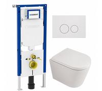 QeramiQ Dely Pack WC - 36,3x51,7cm - à fond creux - sans bride - réservoir encastré Geberit UP720 - abattant WC à fermeture douce - plaque de déclenchement en acier - boutons rectangulaires - beige ma