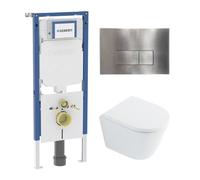 QeramiQ Dely Pack WC - 36,3x51,7cm - à fond creux - sans bride - réservoir encastré Geberit UP720 - abattant WC softclose 35 mm - plan de déclenchement blanc mat - boutons rectangulaires - beige mat S