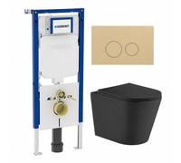 QeramiQ Dely Pack WC - 36.3x51.7cm - à fond creux - sans bride - réservoir encastré Geberit UP720 - abattant WC softclose 35 mm - plaque de déclenchement taupe - boutons ronds - mat beige SW1026253/SW