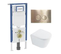 QeramiQ Dely Pack WC - 36.3x51.7cm - à fond creux - sans bride - réservoir encastré Geberit UP720 - abattant WC softclose 35 mm - plaque de déclenchement en acier - boutons ronds - beige mat SW1026255