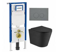 QeramiQ Dely Pack WC - 36.3x51.7cm - à fond creux - sans bride - réservoir encastré Geberit UP720 - abattant WC softclose 35 mm - plaque de déclenchement gris clair - boutons ronds - mat beige SW10262