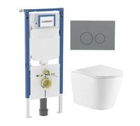 QeramiQ Dely Pack WC - 36,3x51,7cm - à fond creux - sans bride - réservoir encastré Geberit UP720 - abattant WC softclose 35 mm - plaque de déclenchement beige - boutons ronds - mat beige SW1026255/SW