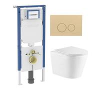 QeramiQ Dely Pack WC - 36,3x51,7cm - à fond creux - sans bride - réservoir encastré Geberit UP720 - abattant WC softclose 35 mm - plaque de déclenchement mat anthracite - boutons ronds - mat beige SW1