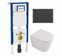 QeramiQ Dely Pack WC - 36.3x51.7cm - à fond creux - sans bride - réservoir encastré Geberit UP720 - abattant WC à fermeture douce - plaque de déclenchement blanche brillante - boutons ronds - beige ma