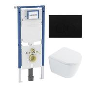 QeramiQ Dely Pack WC - 36,3x51,7cm - à fond creux - sans bride - réservoir encastré Geberit UP720 - abattant WC à fermeture douce - plaque de déclenchement beige - boutons rectangulaires - mat beige S