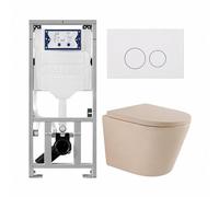 QeramiQ Dely Pack WC - 36,3x51,7cm - à fond creux - sans bride - réservoir WC attenant Geberit UP320 - abattant WC à fermeture douce 35 mm - plaque de déclenchement brillante blanche - boutons ronds -