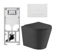 QeramiQ Dely Pack WC - 36.3x51.7cm - à fond creux - sans bride - réservoir WC attenant Geberit UP320 - abattant WC à fermeture douce - plaque de déclenchement brillante blanche - boutons rectangulaire