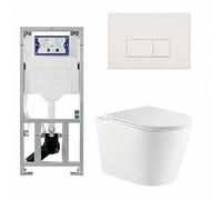 QeramiQ Dely Pack WC - 36.3x51.7cm - à fond creux - sans bride - réservoir WC attenant Geberit UP320 - abattant WC à fermeture douce - plaque de déclenchement blanche brillante - boutons rectangulaire