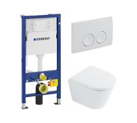 QeramiQ Dely Pack WC - réservoir encastrable Geberit UP100 - plaque de déclenchement blanche - abattant WC softclose 35 mm - brillant blanc SW1026255/SW1159505/SW730486/SW1237473