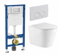 QeramiQ Dely Pack WC - réservoir encastré Geberit UP100 - plaque de déclenchement blanche - WC - abattant - blanc brillant SW730486/SW1237473/SW1026255/SW1159504