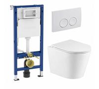 QeramiQ Dely Pack WC - réservoir encastré Geberit UP100 - plaque de déclenchement blanche - WC - Abattant WC - blanc mat SW730486/SW1237473/SW1026254/SW1000766